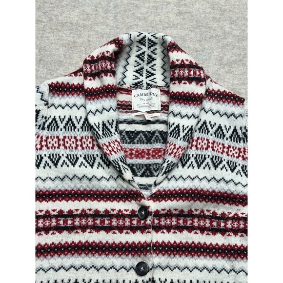 Cambridge Dry Goods Lambs Wool Blend Button Down Cardigan Sweater Med Holiday - Picture 2 of 8